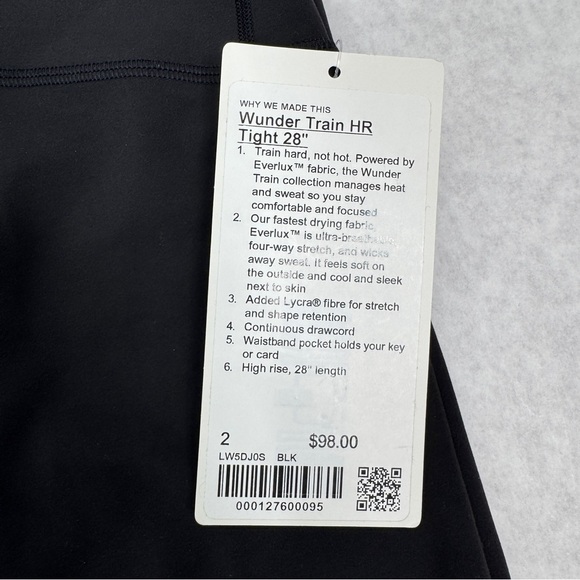 LULULEMON Wunder Train High-Rise Tight 28" - Black - W5DJOS - Sz 2 - Picture 8 of 9